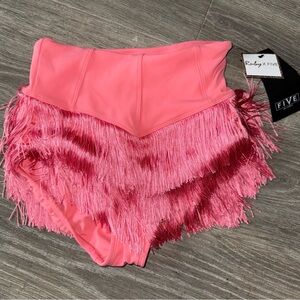Ruby X five the label AS ballroom Pink Fringe High-Waisted Women brief shorts
